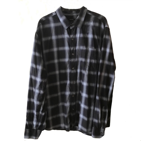 RW & CO. 100% COTTON BLUE GREY PLAID SHIRT SIZE XL - Picture 2 of 6